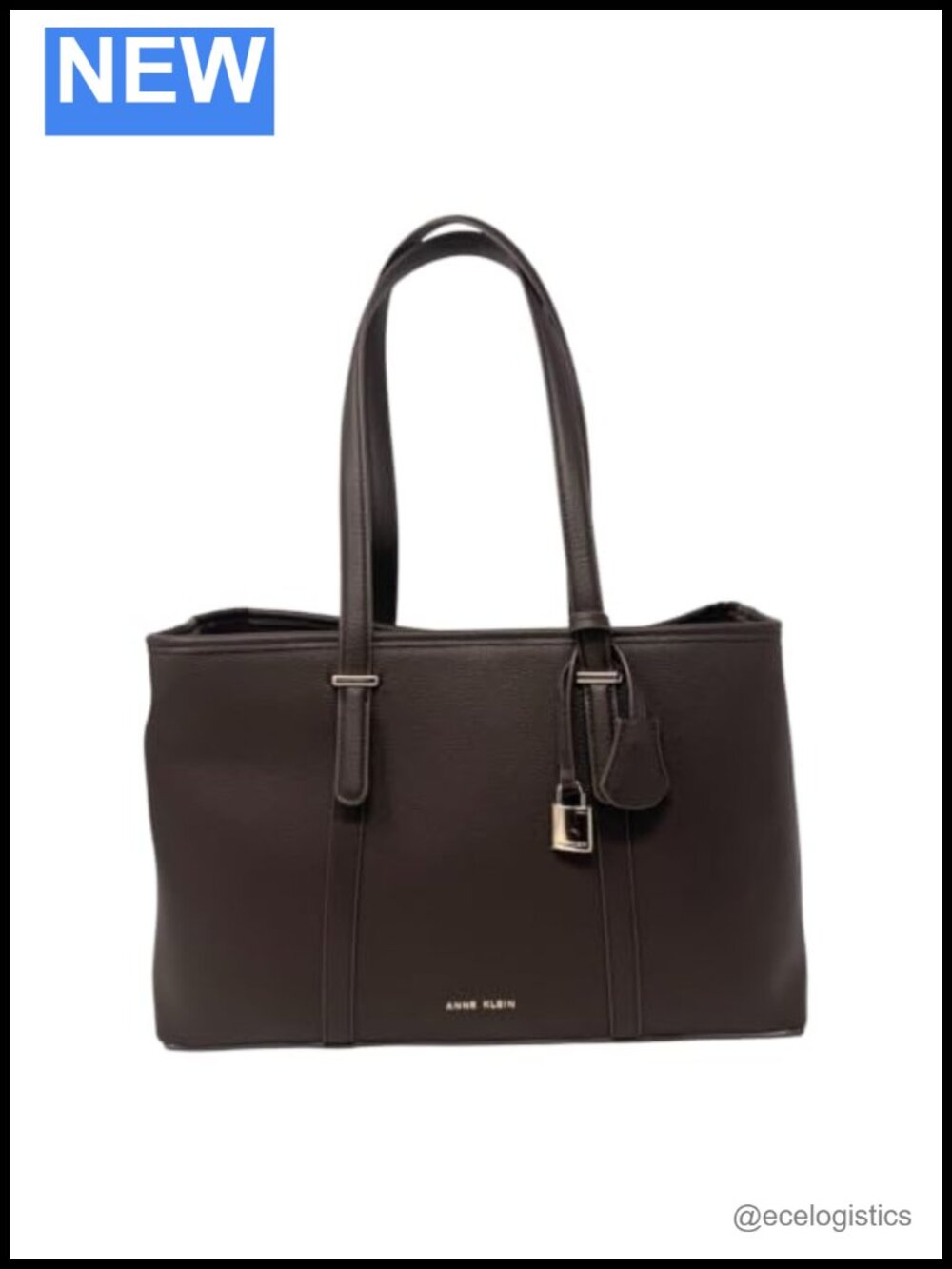 Faux Leather Tote Essential City Carryall with Belted Detail Two Compartments